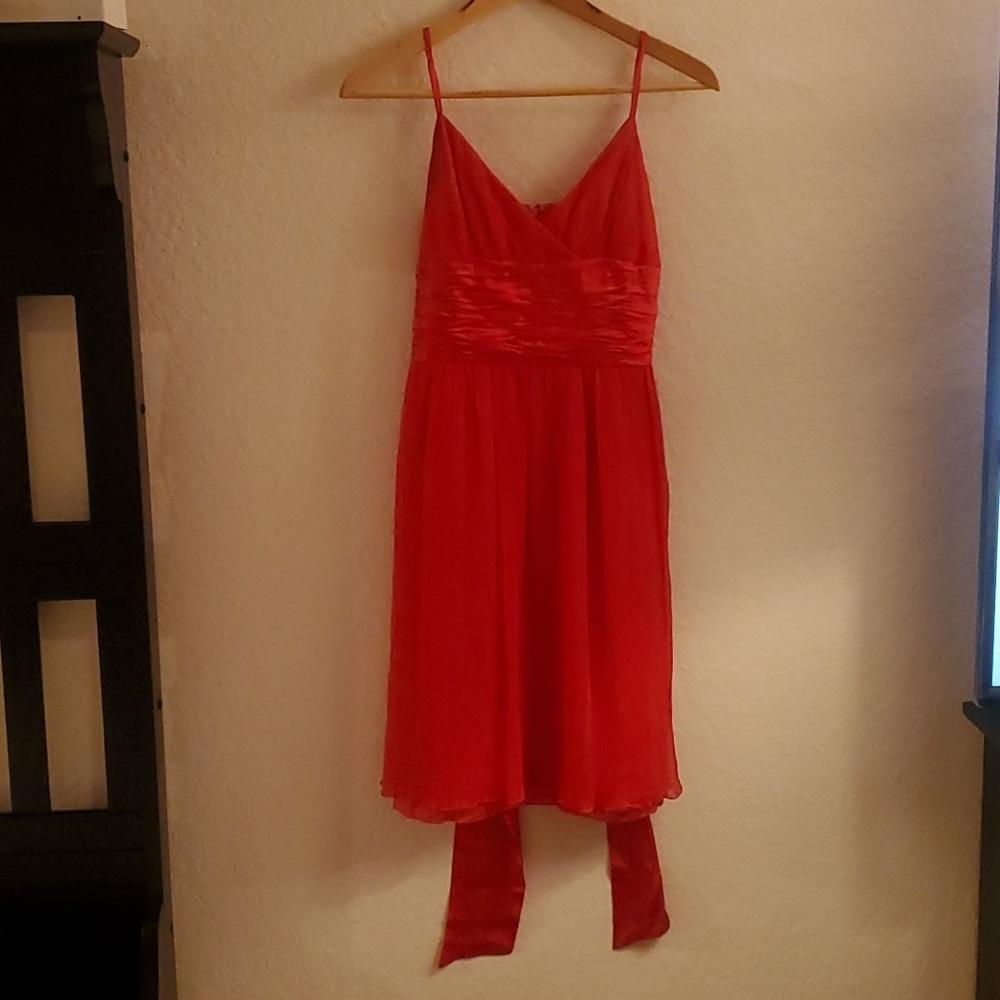 Maggie London vibrant pink silk dress